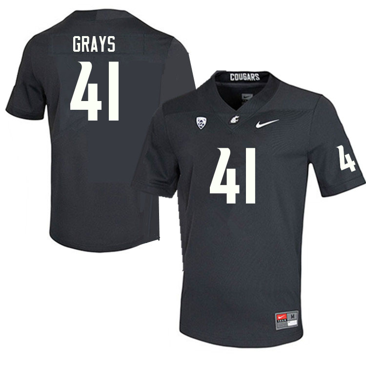 Men #41 Bryce Grays Washington State Cougars College Football Jerseys Sale-Charcoal